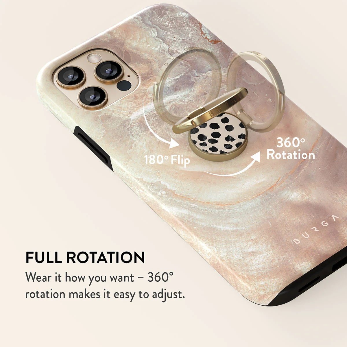 Burga Ring Holder - Δαχτυλίδι Συγκράτησης Κινητού - Βάση Στήριξης - Gold - Almond Latte