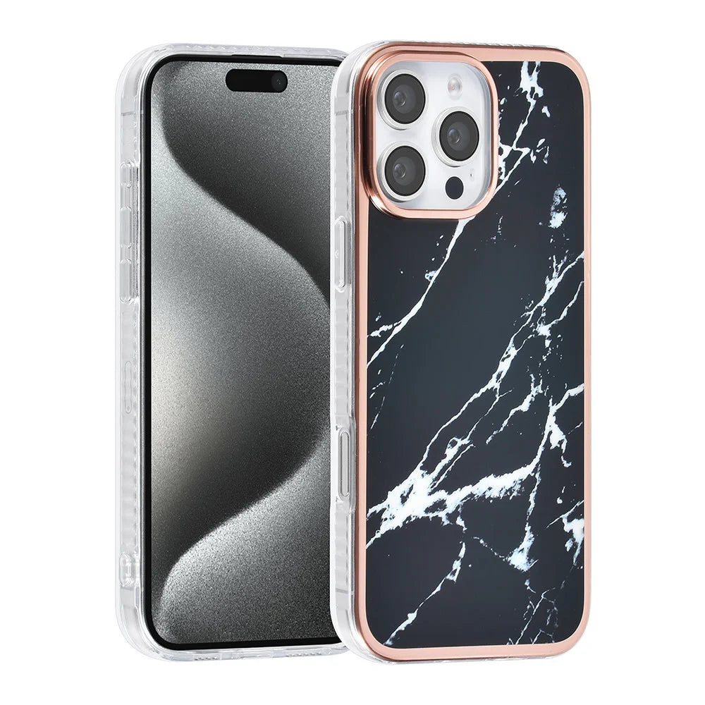 Tuniq iPhone 16 Pro Max Silicone Θήκη Σιλικόνης - Marble / Black