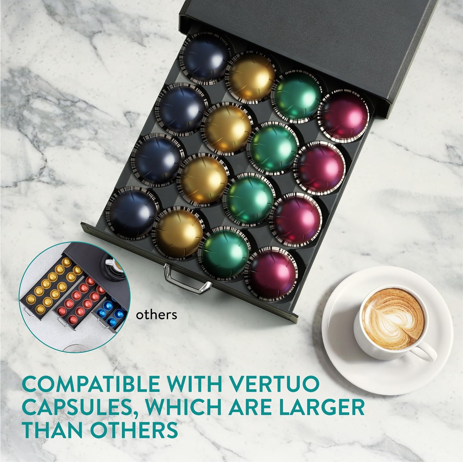 Navaris Συρτάρι για Κάψουλες Nespresso Vertuo / Βάση για Καφετιέρα - Black - 61701.01