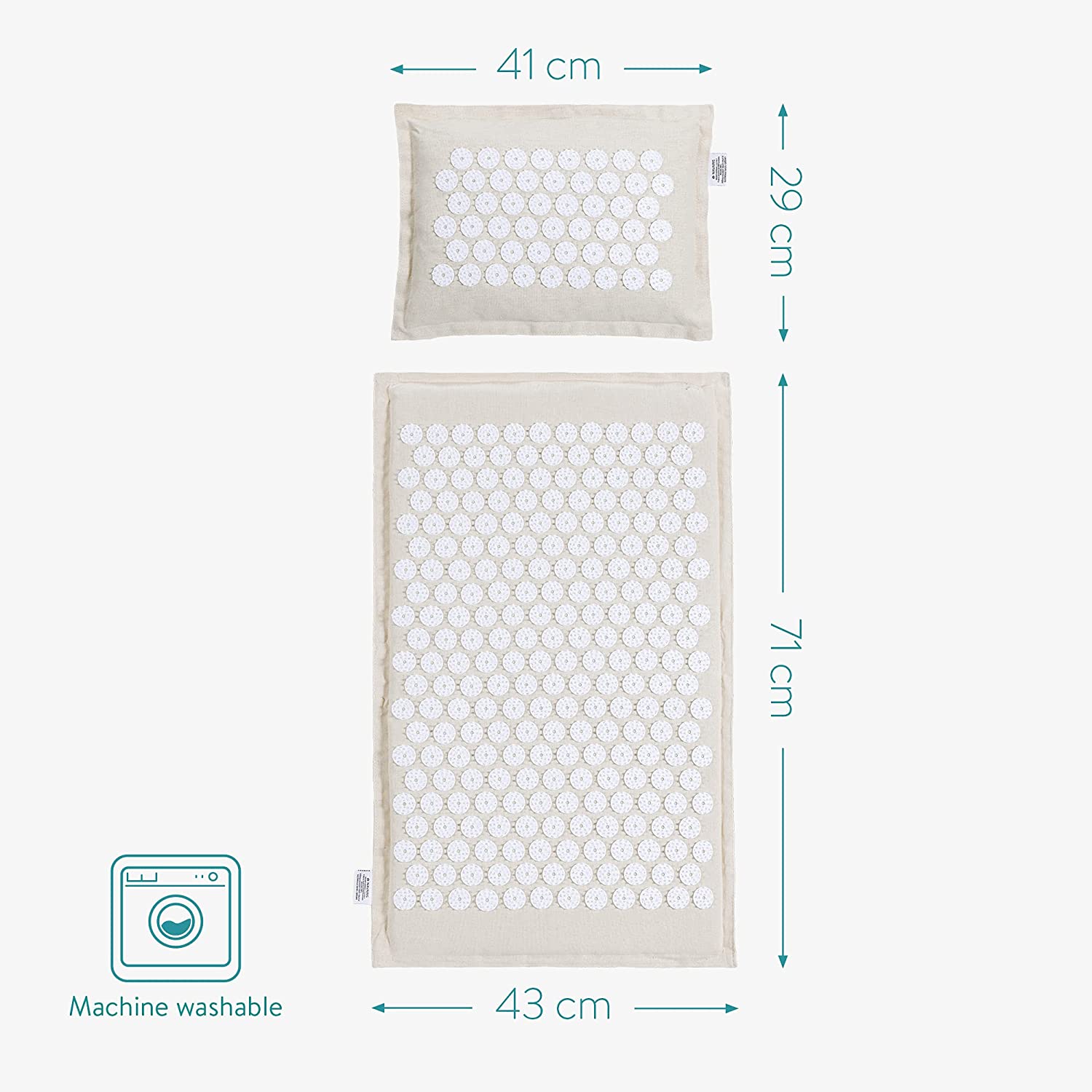 Navaris Eco-Friendly Σετ με Χαλάκι και Μαξιλάρι Μασάζ - White / Beige - 51747.11.02