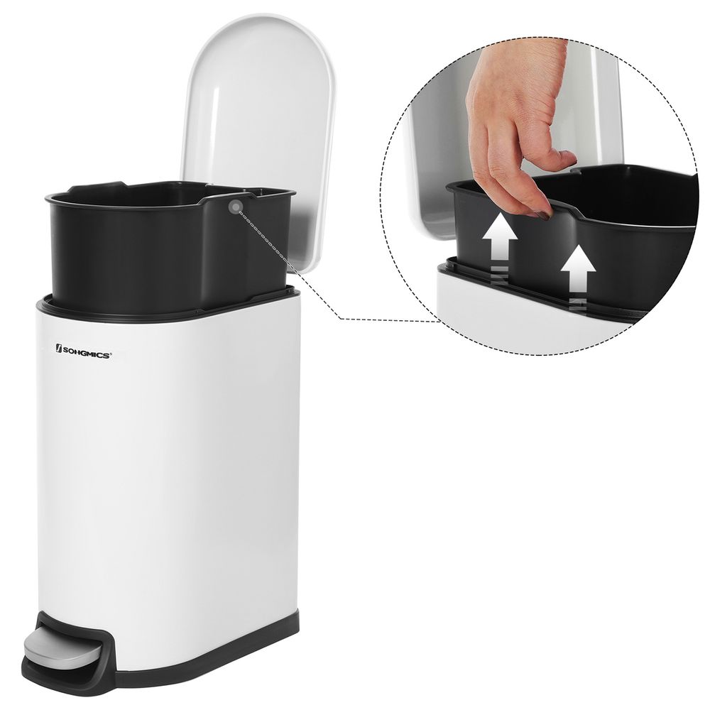 Songmics Κάδος Απορριμμάτων για το Μπάνιο - 10L - Cloud White - LTB10WT