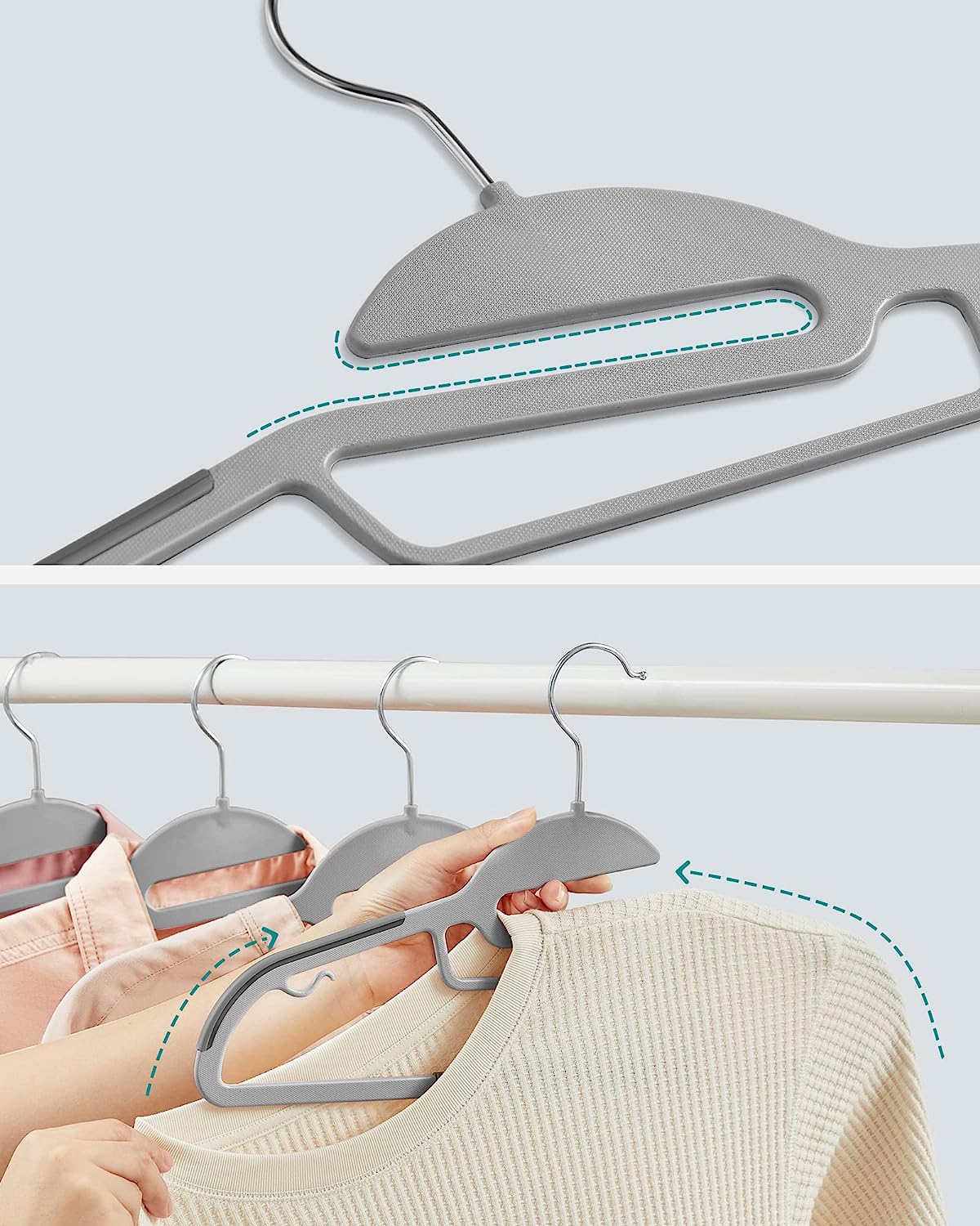 Songmics Σετ με 20 Πλαστικές Αντιολισθητικές Κρεμάστρες Ρούχων - Light Grey / Dark Grey - CRP41G