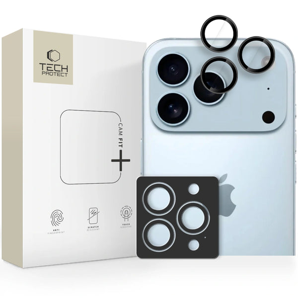 Tech-Protect iPhone 14 Pro / 14 Pro Max / 15 Pro / 15 Pro Max / 16 Pro / 16 Pro Max / 17 Pro / 17 Pro Max Camring Fit+ Αντιχαρακτικό Γυαλί για την Κάμερα - Black