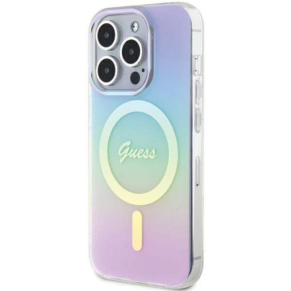 Guess iPhone 15 Pro IML Iridescent MagSafe Σκληρή Θήκη με Πλαίσιο Σιλικόνης και MagSafe - Purple - GUHMP15LHITSU