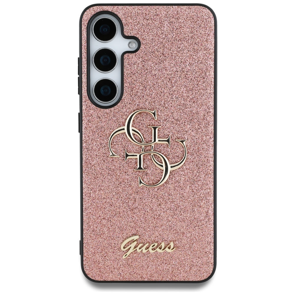 Guess Samsung Galaxy S25 - Fixed Glitter Big 4G - Σκληρή Θήκη με Πλαίσιο Σιλικόνης - Pink - GUHCS25SHG4SGP