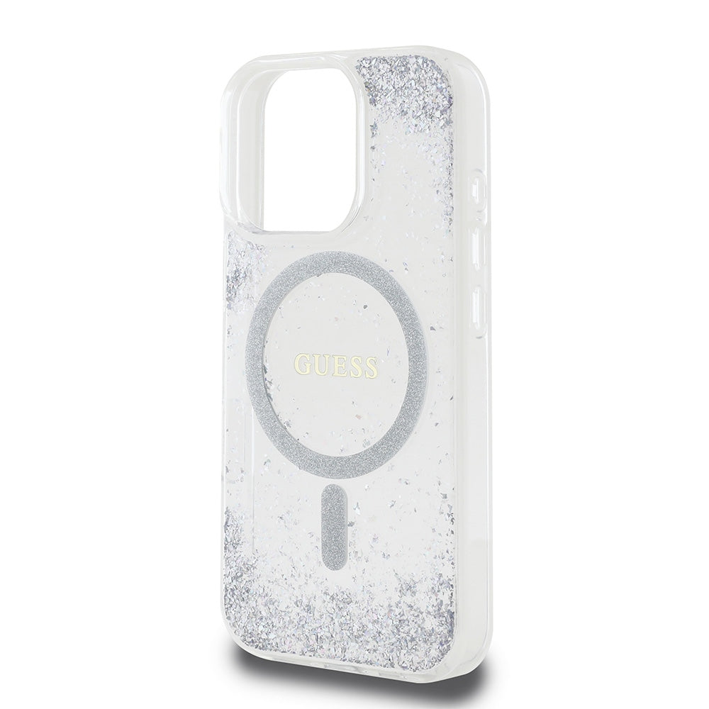 Guess iPhone 16 Pro Max - Resin Gradient Glitter - MagSafe Σκληρή Θήκη με Πλαίσιο Σιλικόνης - Silver - GUHMP16XRGRGES