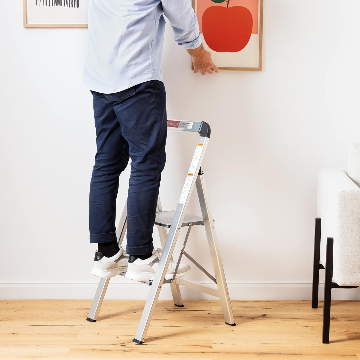 Navaris Αναδιπλούμενη Σκάλα Αλουμινίου με 2 Αντιολισθητικά Σκαλοπάτια - Silver - 57646.01