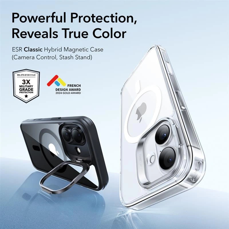 ESR iPhone 17 - Classic Hybrid Kickstand MagSafe - Σκληρή Θήκη με Πλαίσιο Σιλικόνης και MagSafe - Διάφανη / Black