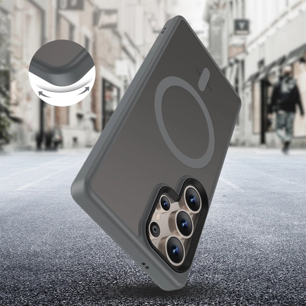 Tech-Protect Samsung Galaxy S25 Ultra MagMat Σκληρή Θήκη με Πλαίσιο Σιλικόνης και MagSafe - Matte Titanium / Ημιδιάφανη