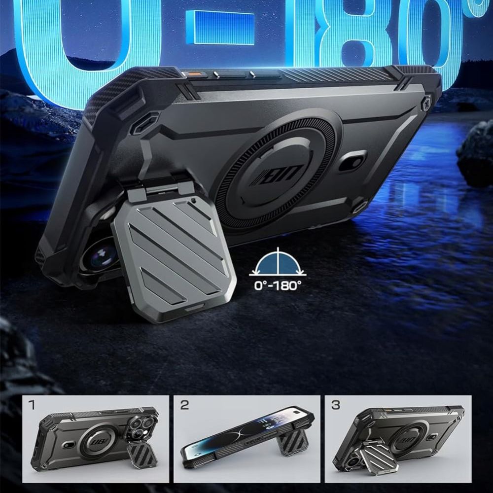 Supcase iPhone 15 Pro Max UB XT Mag Σκληρή Θήκη με Ανοιγόμενο Κάλυμμα Κάμερας / Stand και Magsafe - Black