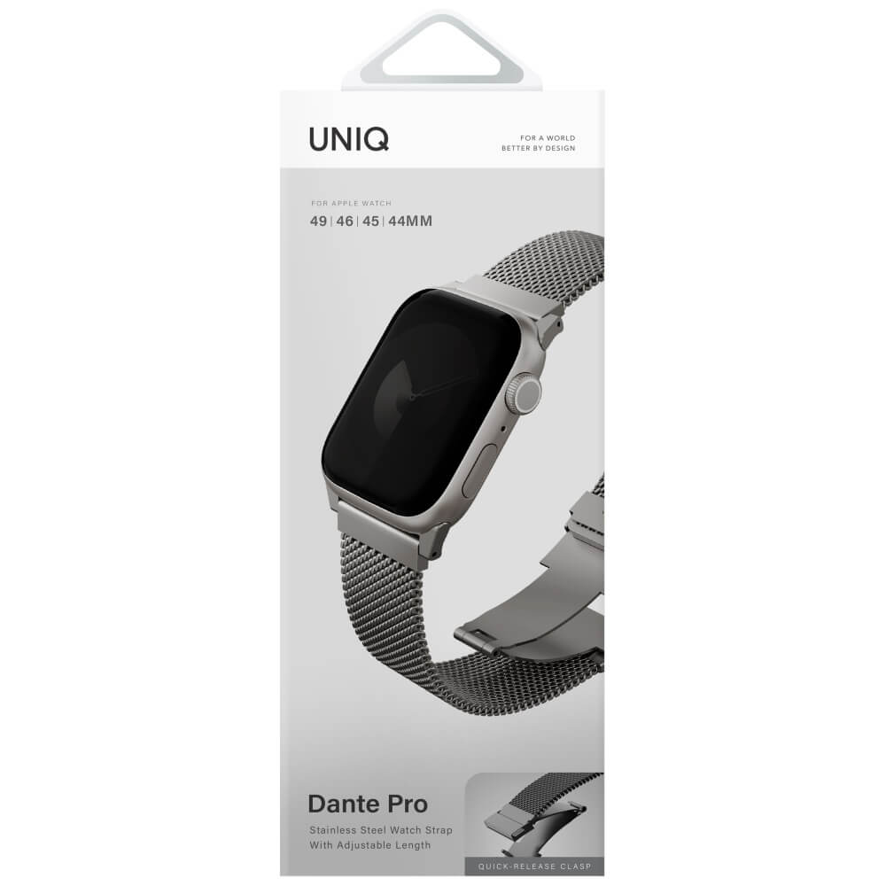Uniq Λουράκι Apple Watch 4 / 5 / 6 / 7 / 8 / 9 / SE / SE 2 / Ultra / Ultra 2 - 44 / 45 / 46 / 49 mm Dante Pro από Ανοξείδωτο Ατσάλι - Titanium Silver
