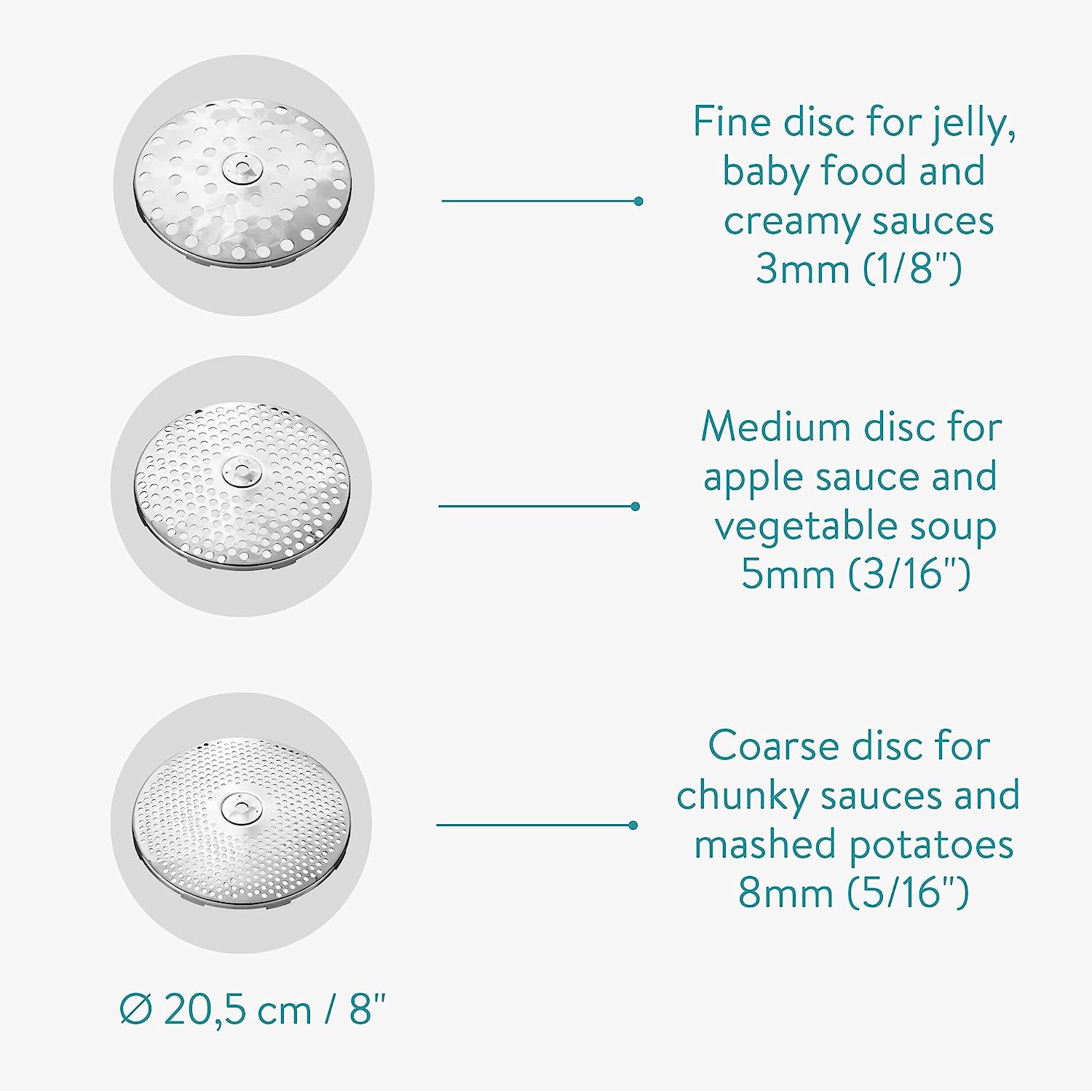 Navaris Μύλος Λαχανικών Χειρός από Ανοξείδωτο Ατσάλι με 3 Δίσκους Αλέσματος - Silver - 47369.02