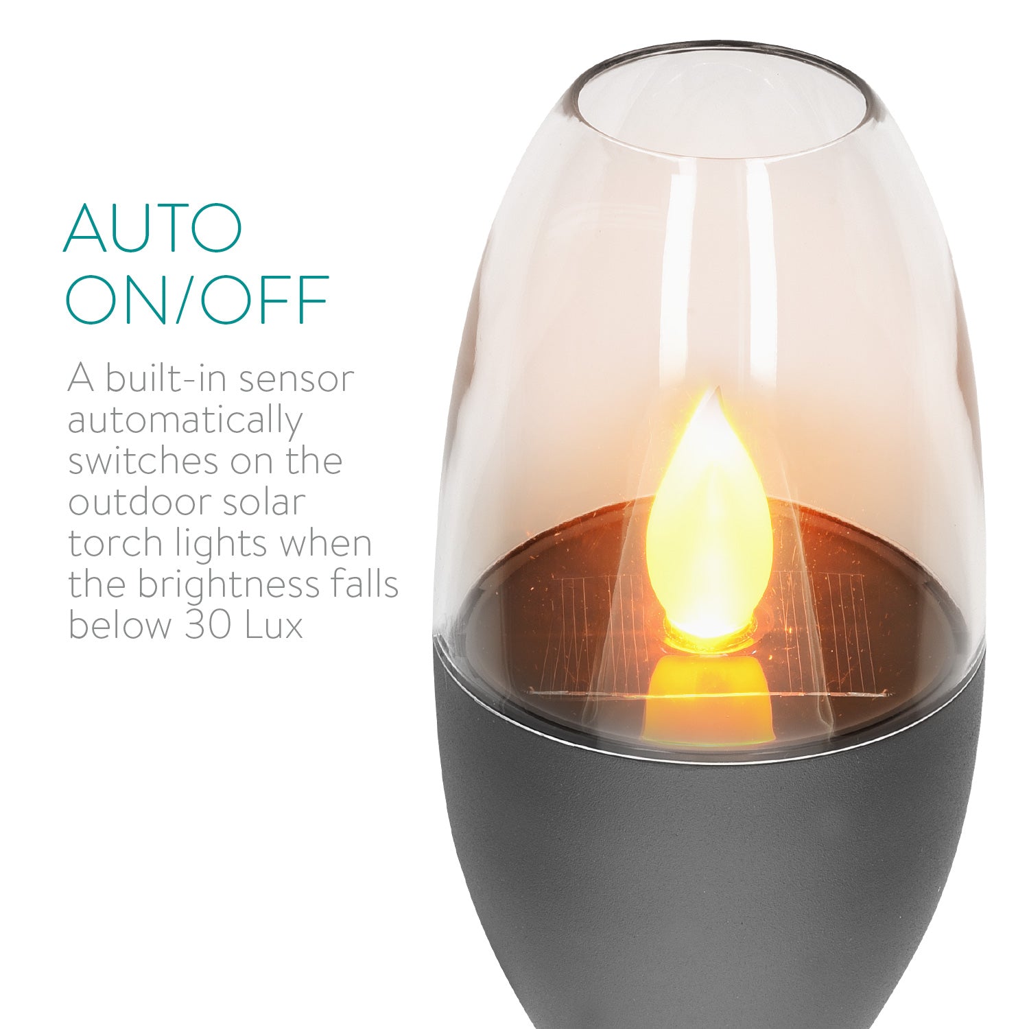 Navaris Outdoor Solar Torch Lights Διακοσμητικά Φώτα Κήπου - Dark Grey - 47538.19.02