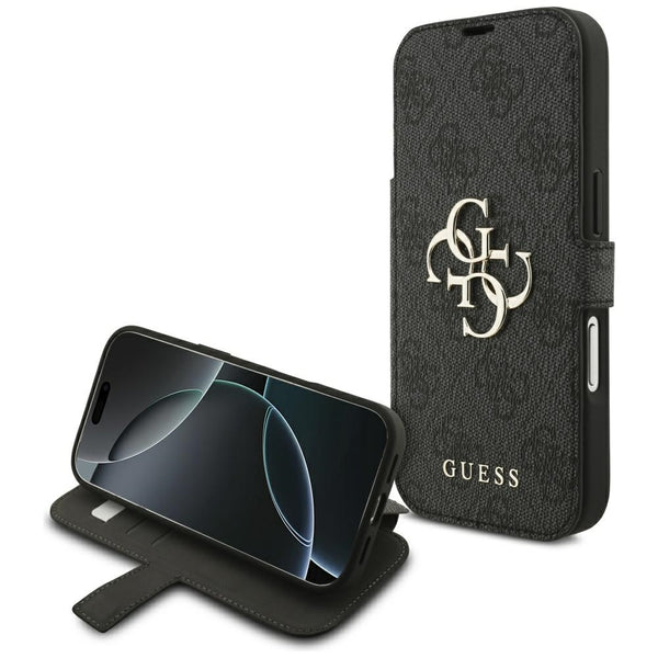 Guess iPhone 17 Pro - Book 4G Metal Logo - Θήκη Βιβλίο από Συνθετικό Δέρμα - Black - GUBKP17L4GMGGR