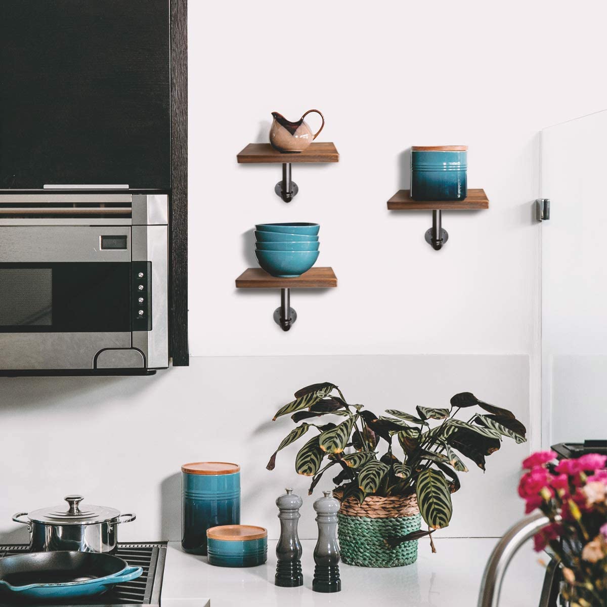 Navaris Σετ 3 Ράφια με Βάση - Dark Brown - 50683.1.18