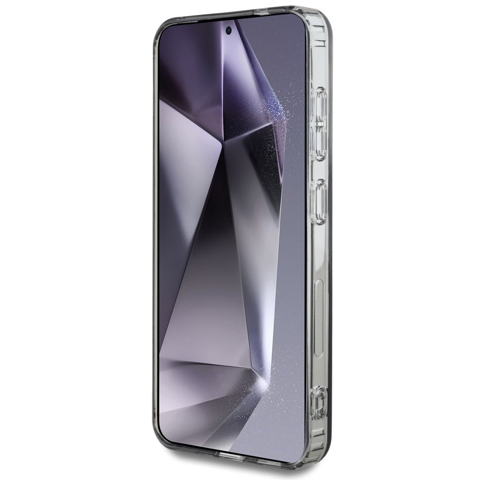 Guess Samsung Galaxy S25 - Rhinestones Printed Classic Logo - MagSafe Σκληρή Θήκη με Πλαίσιο Σιλικόνης - Black - GUHMS25SPFTDTEK