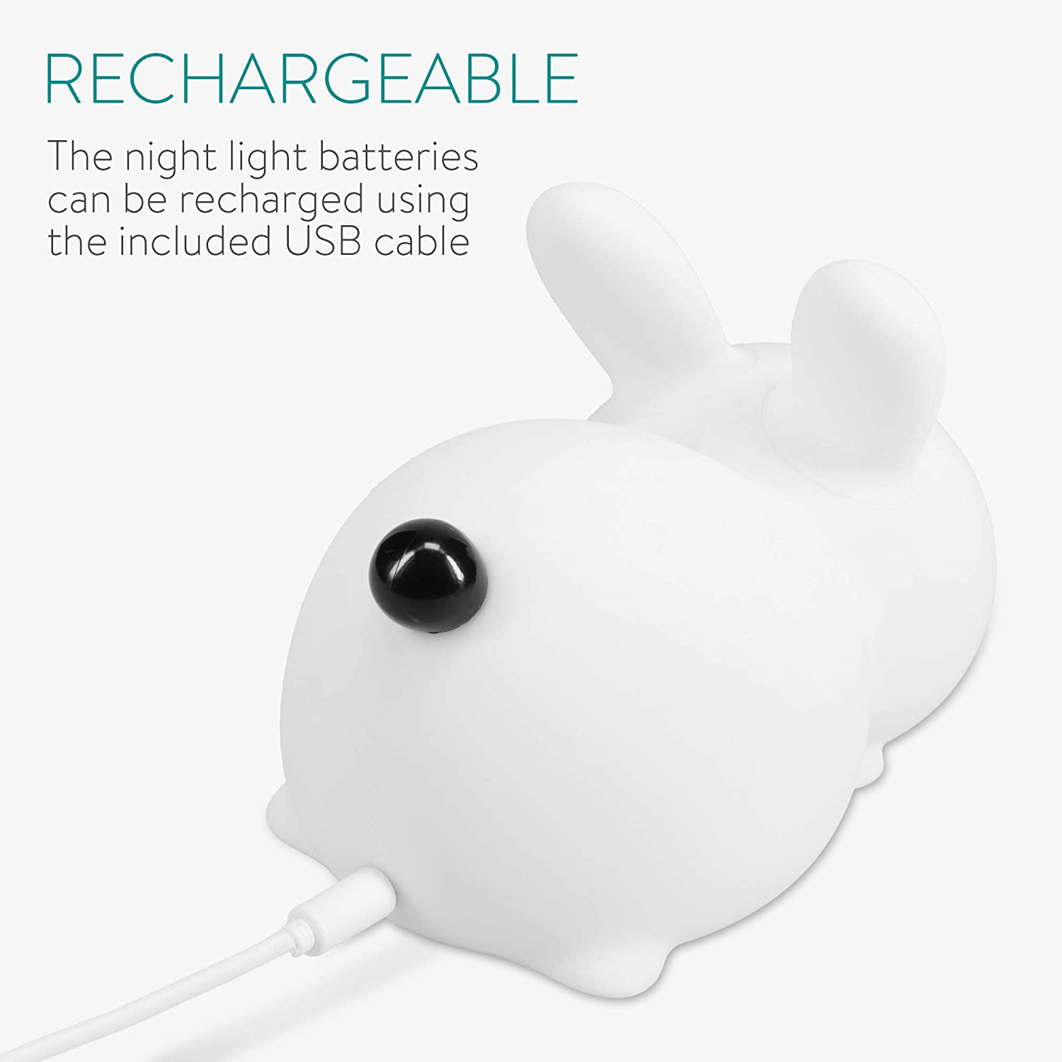 Navaris Παιδικό Επαναφορτιζόμενο LED Φωτιστικό Νυκτός - Snow White Rabbit - 51376.02.02