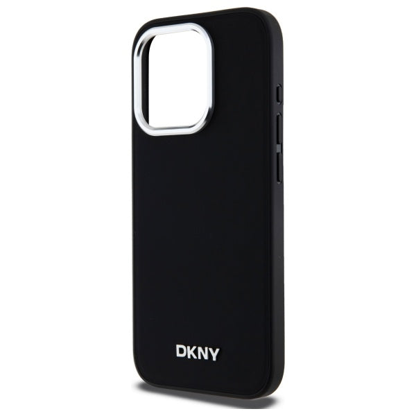 DKNY iPhone 15 Pro Max - Plain Logo MagSafe Σκληρή Θήκη με Επένδυση Συνθετικού Δέρματος - Black