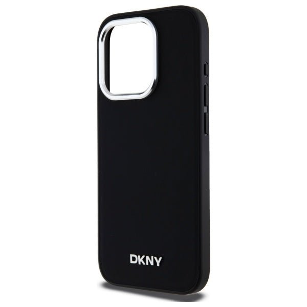 DKNY iPhone 15 Pro Max - Plain Logo MagSafe Σκληρή Θήκη με Επένδυση Συνθετικού Δέρματος - Black
