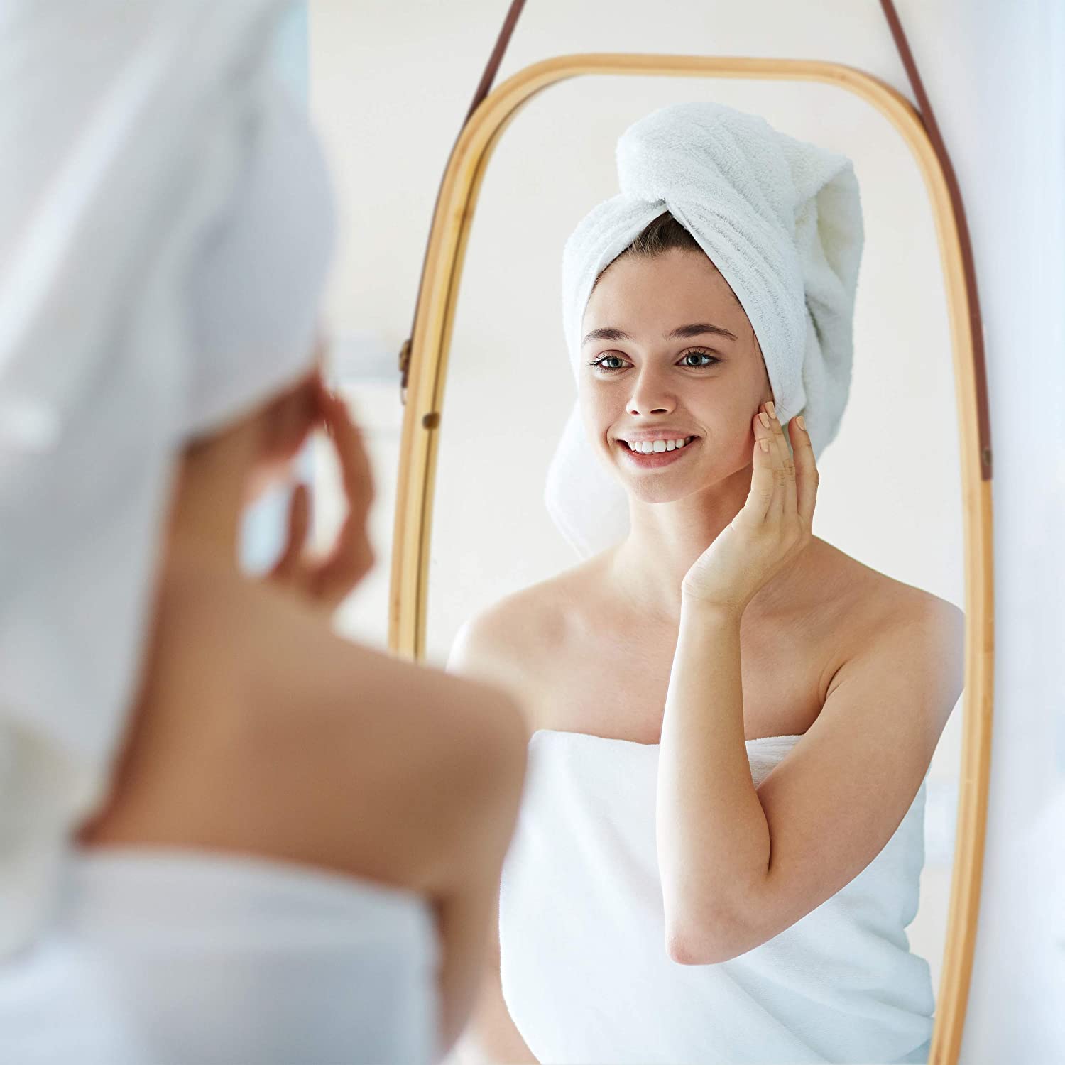 Relaxdays Διακοσμητικός Καθρέπτης Τοίχου με Κορνίζα από Μπαμπού - 76,5 x 43,5 x 1,5 cm - Natural - 4052025265014