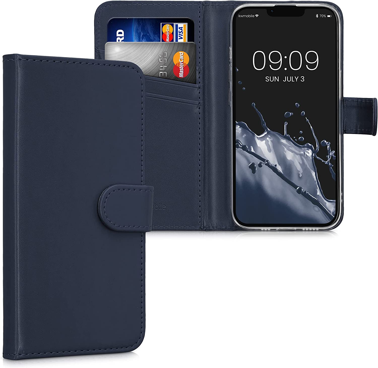 KW iPhone 14 Θήκη Πορτοφόλι Stand - Dark Blue - 59212.17