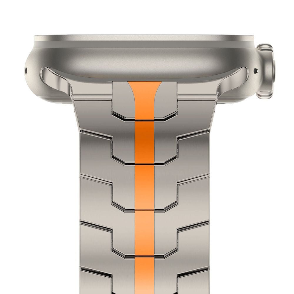 Tech - Protect Λουράκι Apple Watch 8/9/10/11 - SE (1/2/3) - Ultra (1/2/3) – 44/45/46/49mm Stainless Line από Ανοξείδωτο Ατσάλι - Titanium / Orange