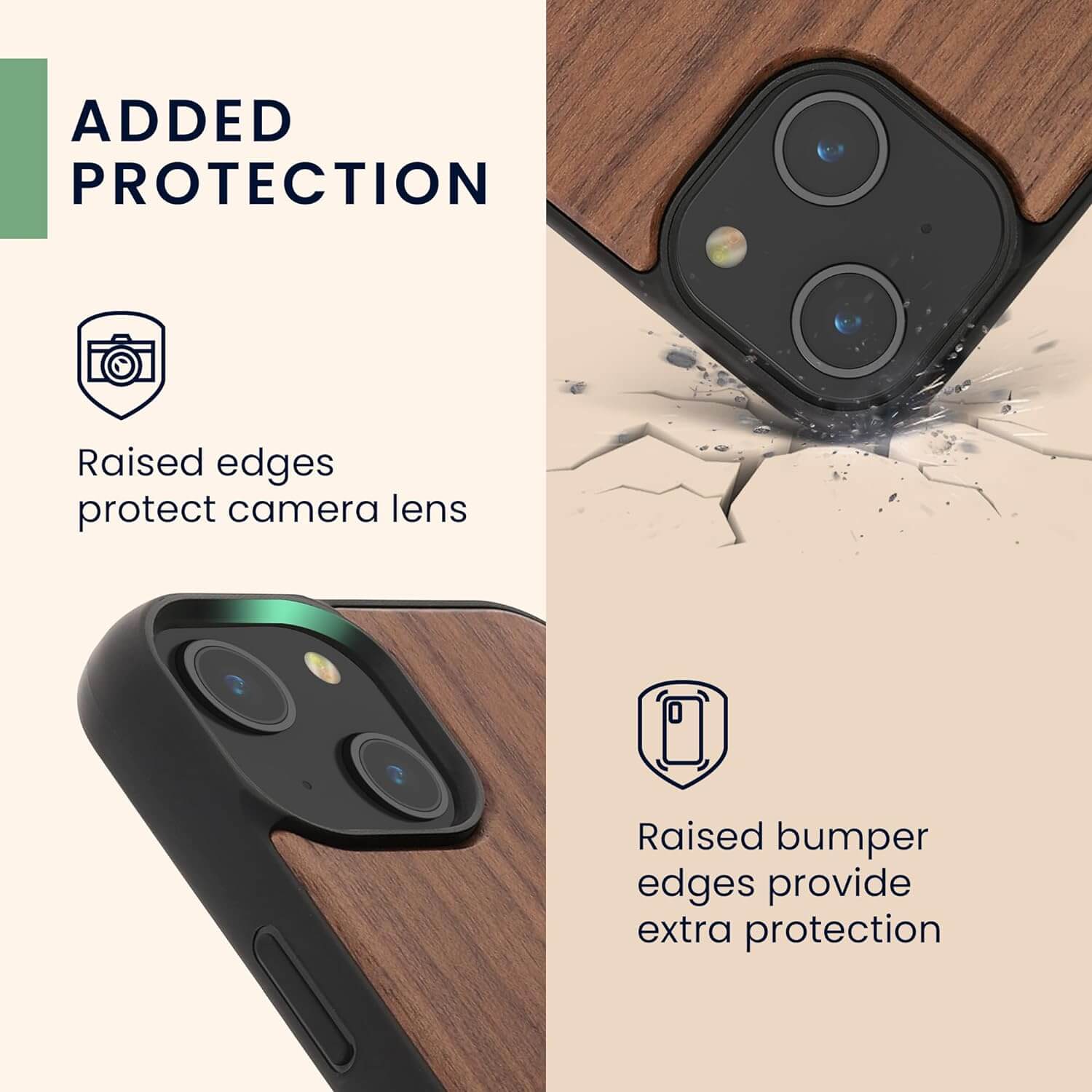 KW iPhone 15 Θήκη από Φυσικό Ξύλο - Design Vintage Compass - Dark Brown - 62011.01