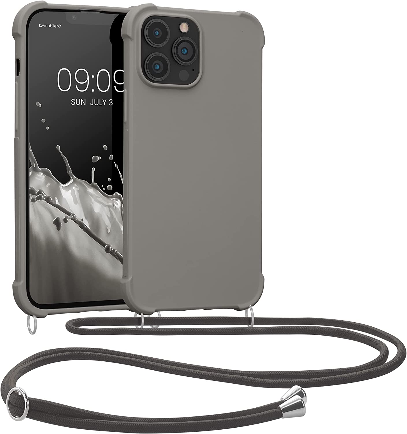 KW iPhone 13 Pro Max Θήκη Σιλικόνης TPU με Λουράκι - Taupe - 55977.43