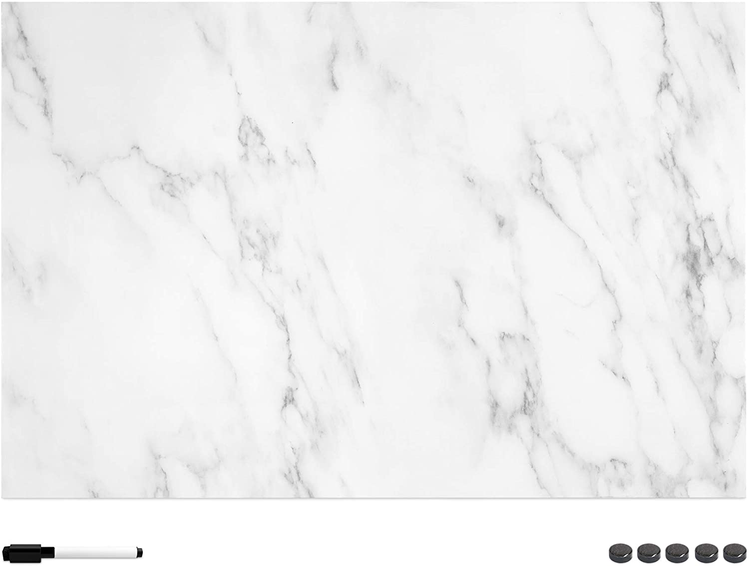 Navaris Μαγνητικός Πίνακας - 90 x 60cm - Design White Marble - 49997.09