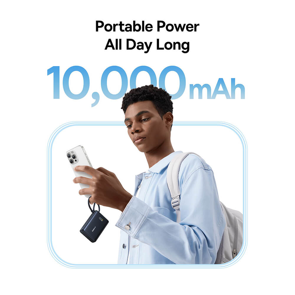 Baseus PicoGo Power Bank 10000mAh 45W με Ενσωματωμένο Καλώδιο Type-C - Black