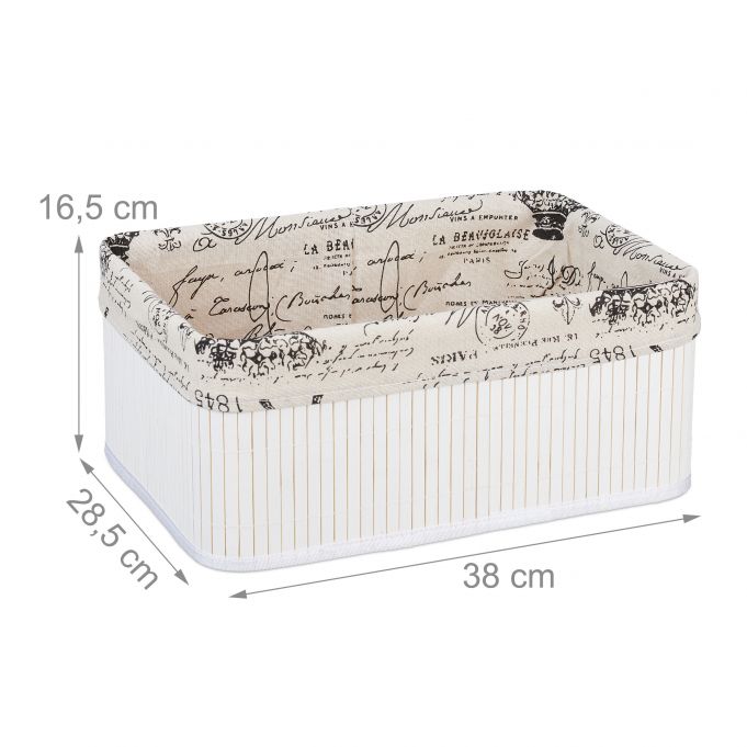 Relaxdays Καλάθι Αποθήκευσης από Bamboo - White / Creme / Black - 4052025901257