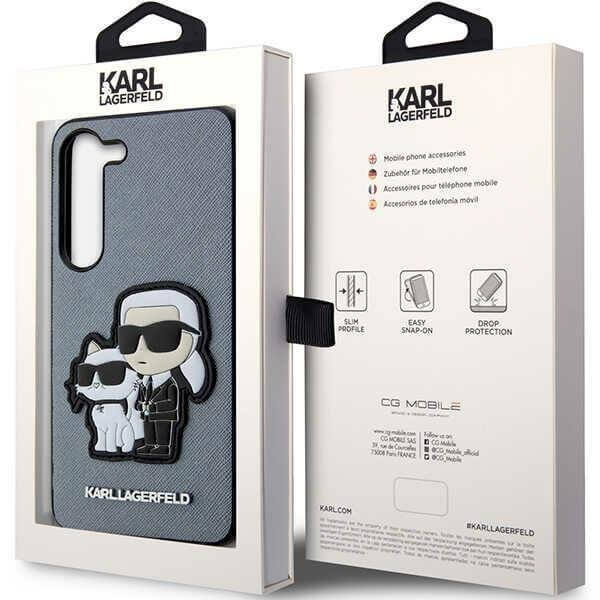 Karl Lagerfeld Samsung Galaxy S23+ - Saffiano Karl and Choupette Body Σκληρή Θήκη με Επένδυση Συνθετικού Δέρματος και Πλαίσιο Σιλικόνης - Grey - KLHCS23MSANKCPG