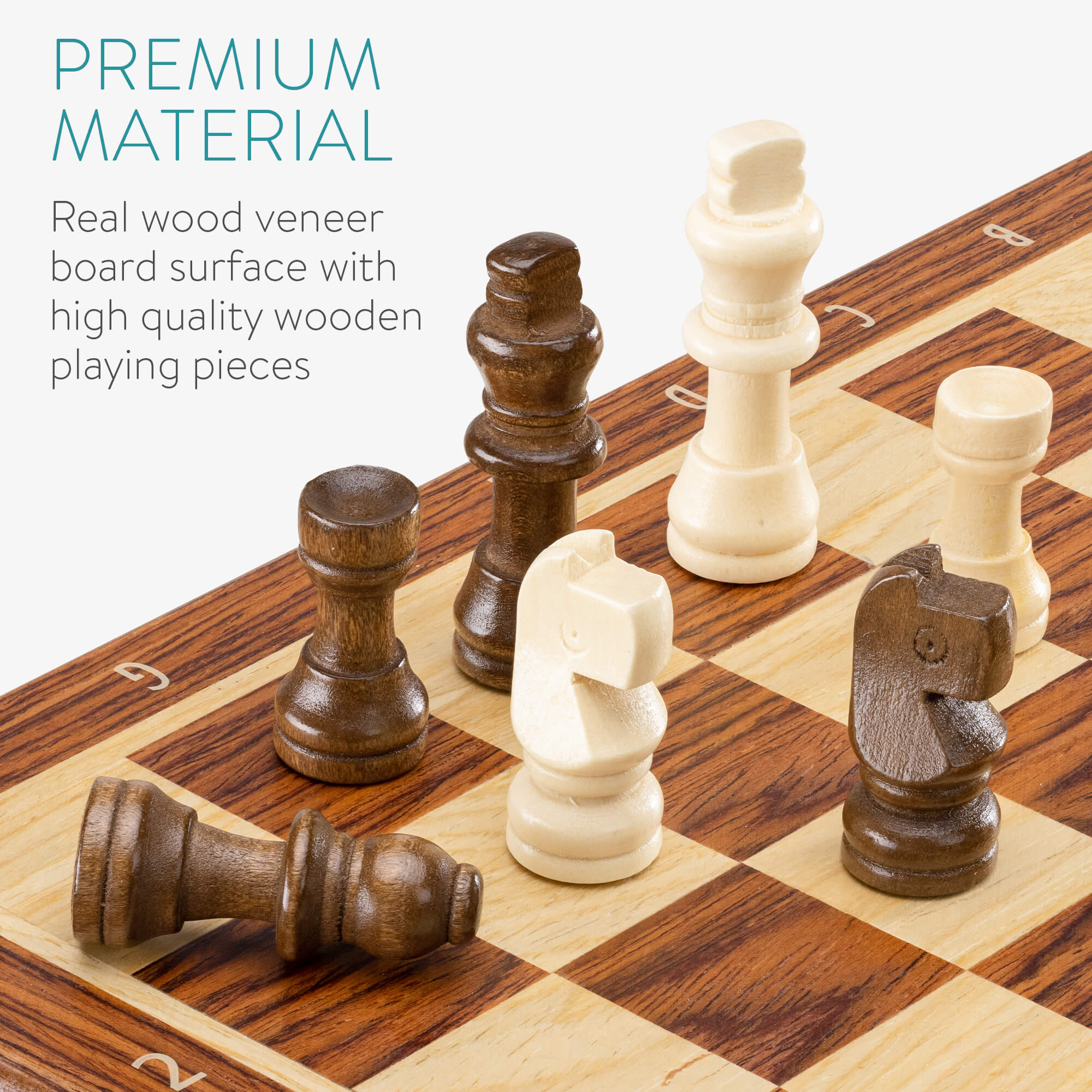Navaris Επιτραπέζιο Ξύλινο Σκάκι με Πιόνια και Πούλια - Brown - 55260.01.05