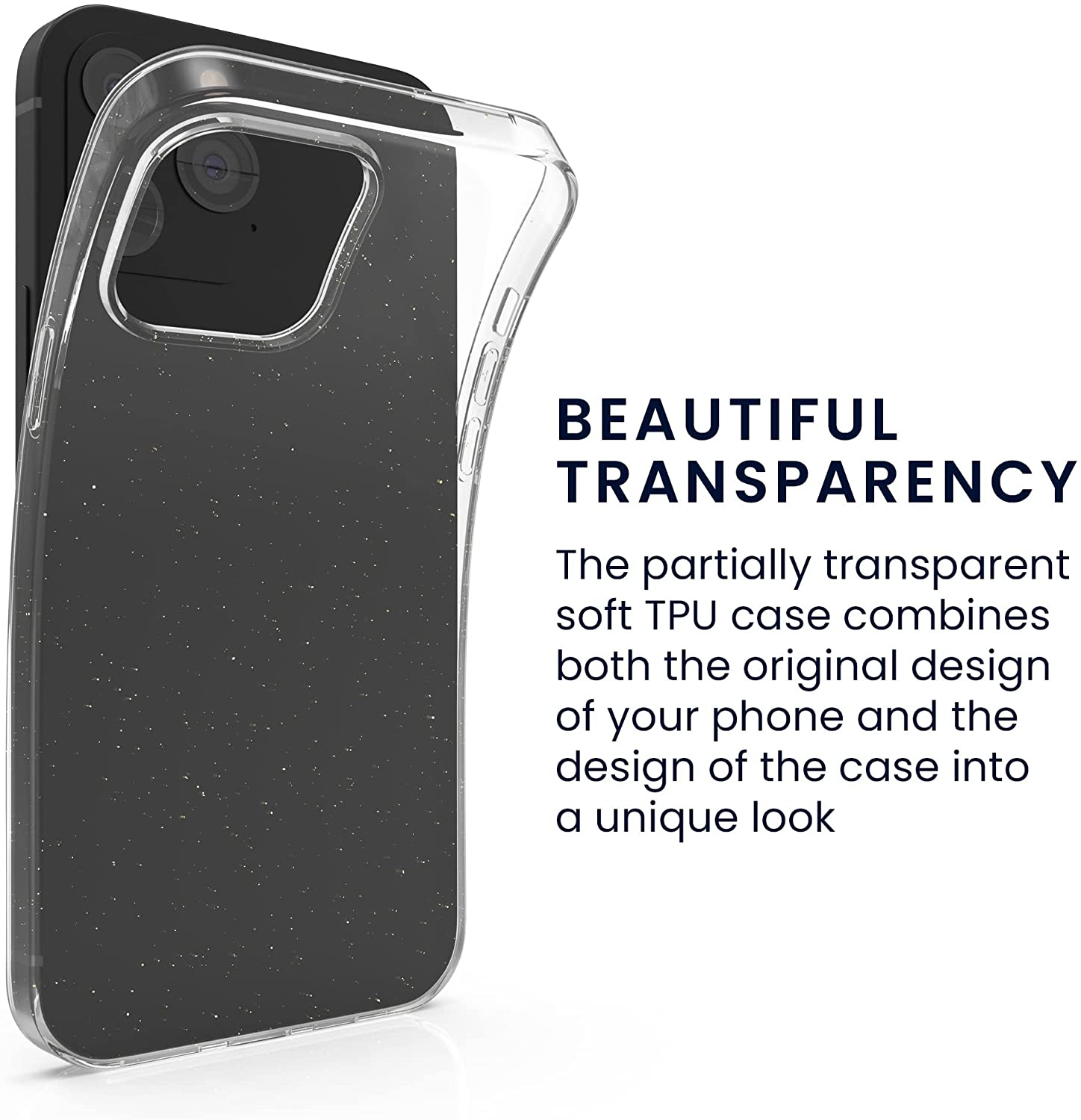 KW iPhone 13 Pro Θήκη Σιλικόνης TPU Design Glitter Uniform - Διάφανη - 56799.01