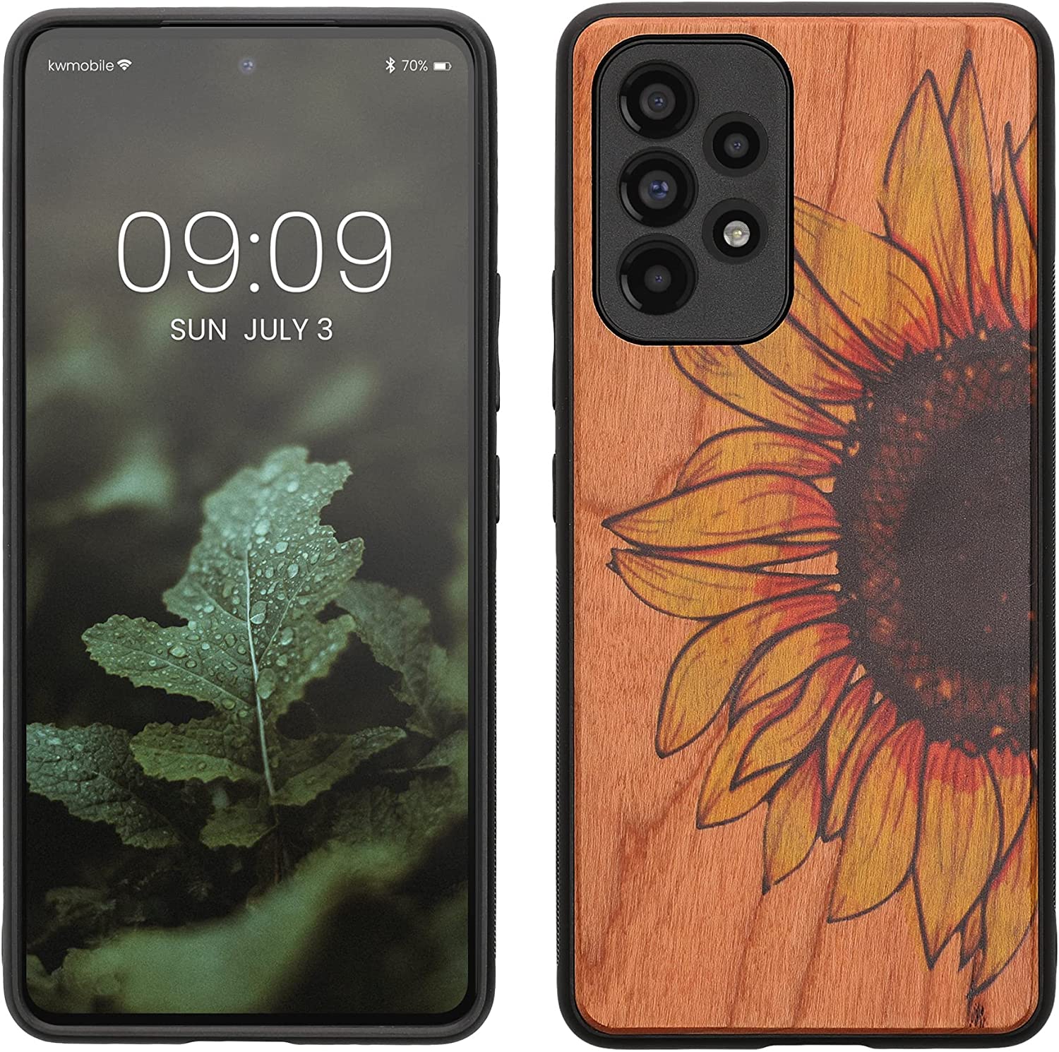 KW Samsung Galaxy A53 5G Θήκη από Φυσικό Ξύλο - Design Wood Sunflower - Yellow / Dark Brown / Light Brown - 58317.11