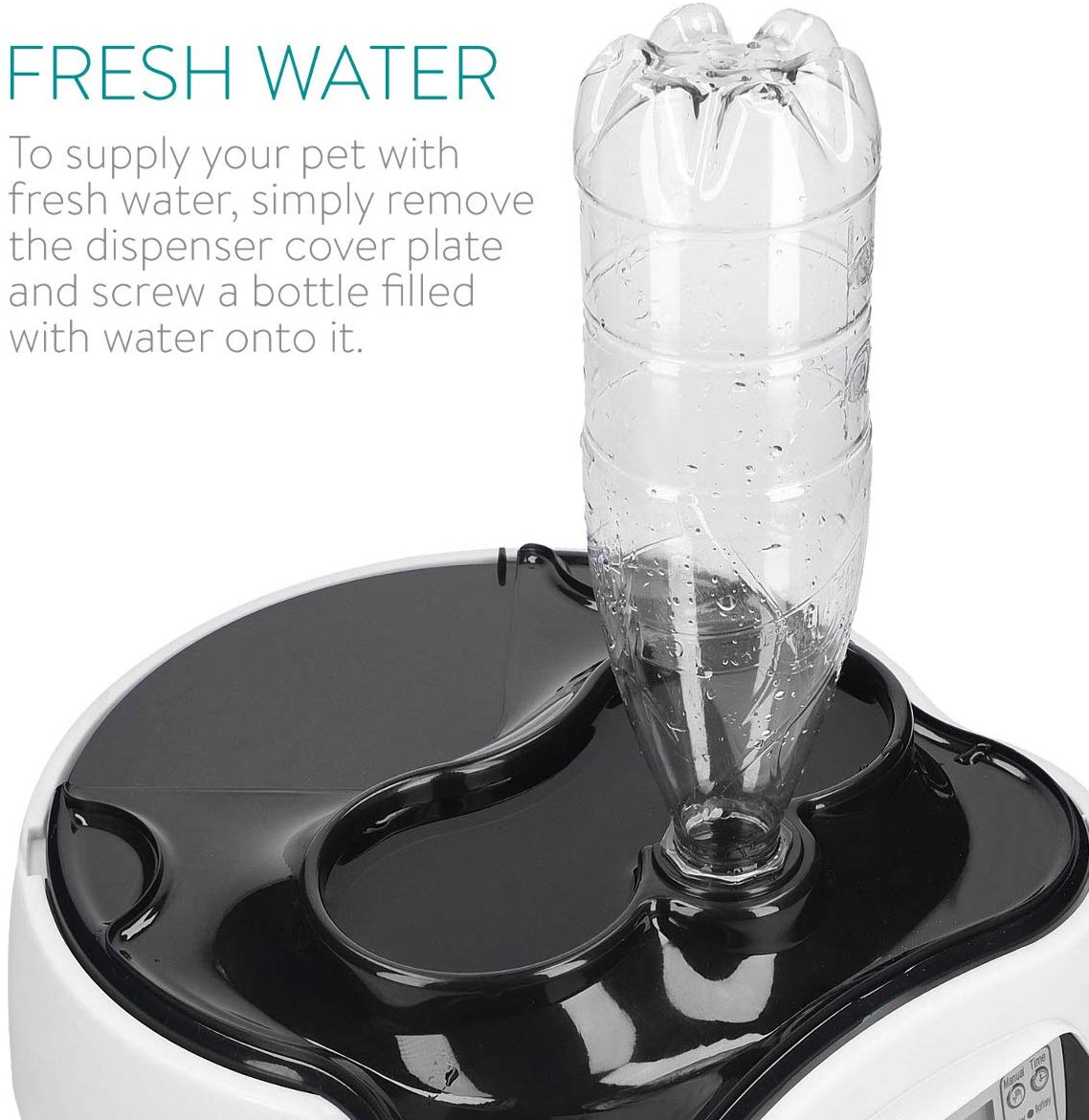 Navaris Automatic Food and Water Dispenser - Αυτόματη Ταΐστρα Φαγητού και Νερού με Χρονοδιακόπτη για Κατοικίδιο - 1.6L - White / Black - 44769.04