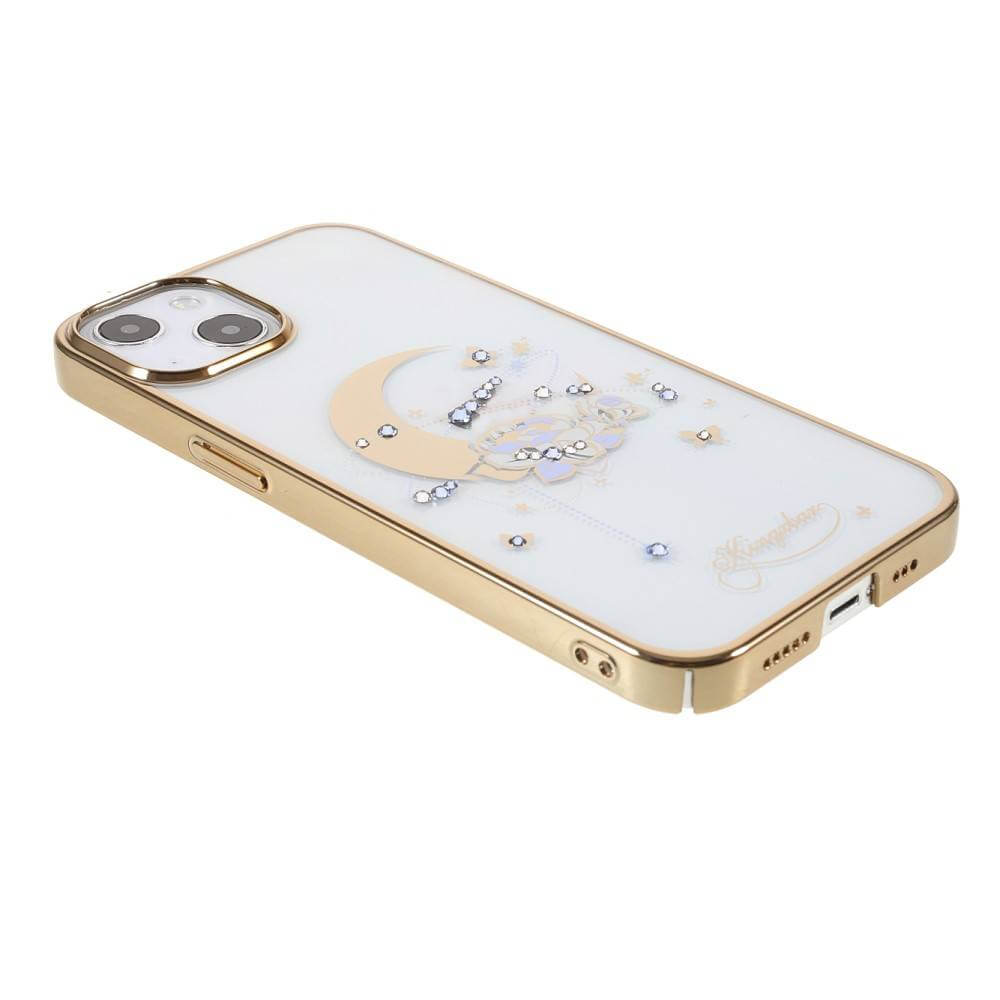 Kingxbar iPhone 13 Pro Moon Series Σκληρή Θήκη με Swarovski Crystals - Flower - Gold - Διάφανη