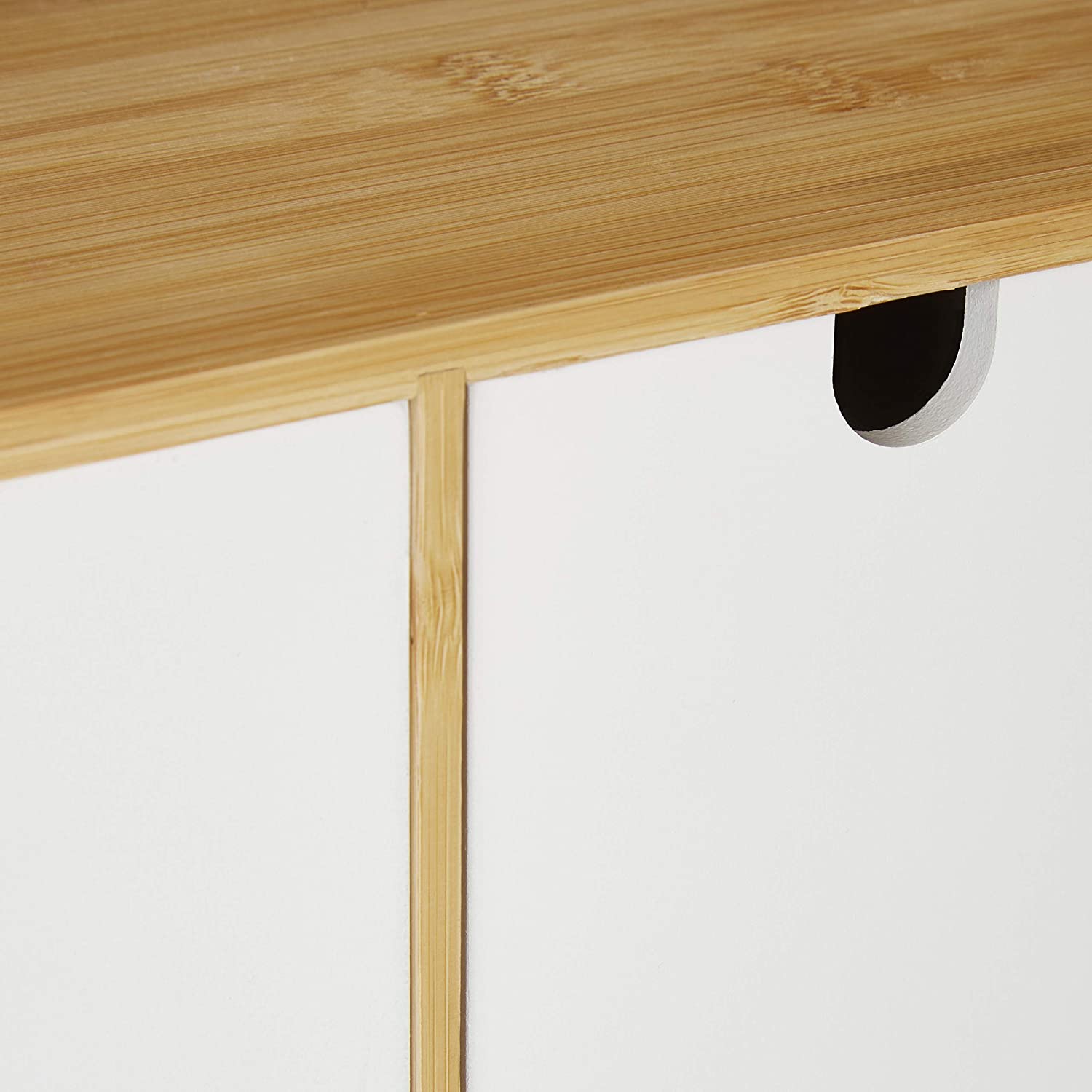 Relaxdays Ξύλινη Βάση Οργάνωσης Γραφείου με 2 Συρτάρια από Bamboo - White / Natural - 4052025902063