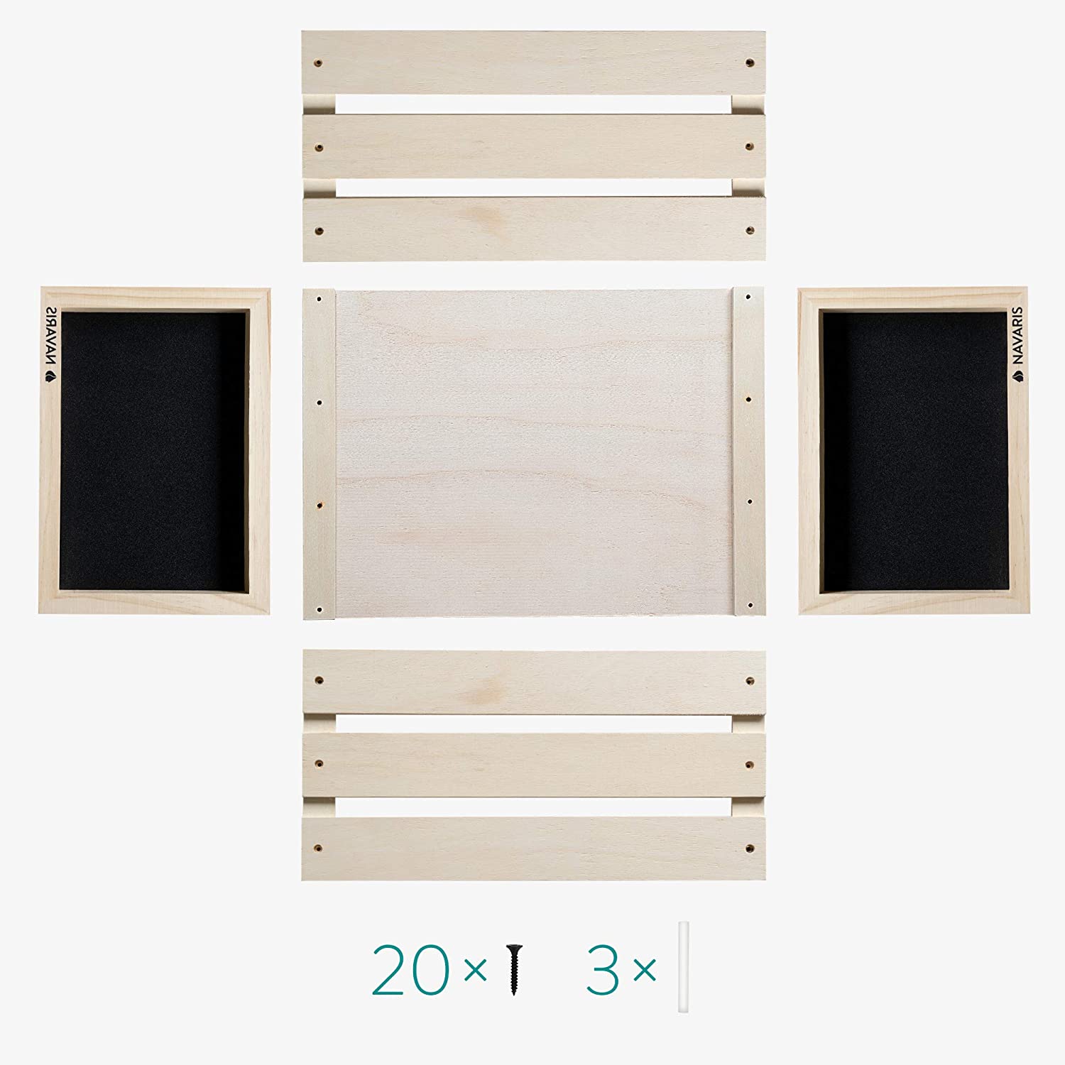 Navaris Ξύλινο Κουτί Αποθήκευσης με Πίνακα Κιμωλίας - Natural - 53026.01.24