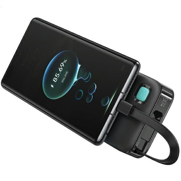 USAMS CD242 XY Series PowerBank 10000mAh 20W με Ενσωματωμένο Καλώδιο Type - C - Black