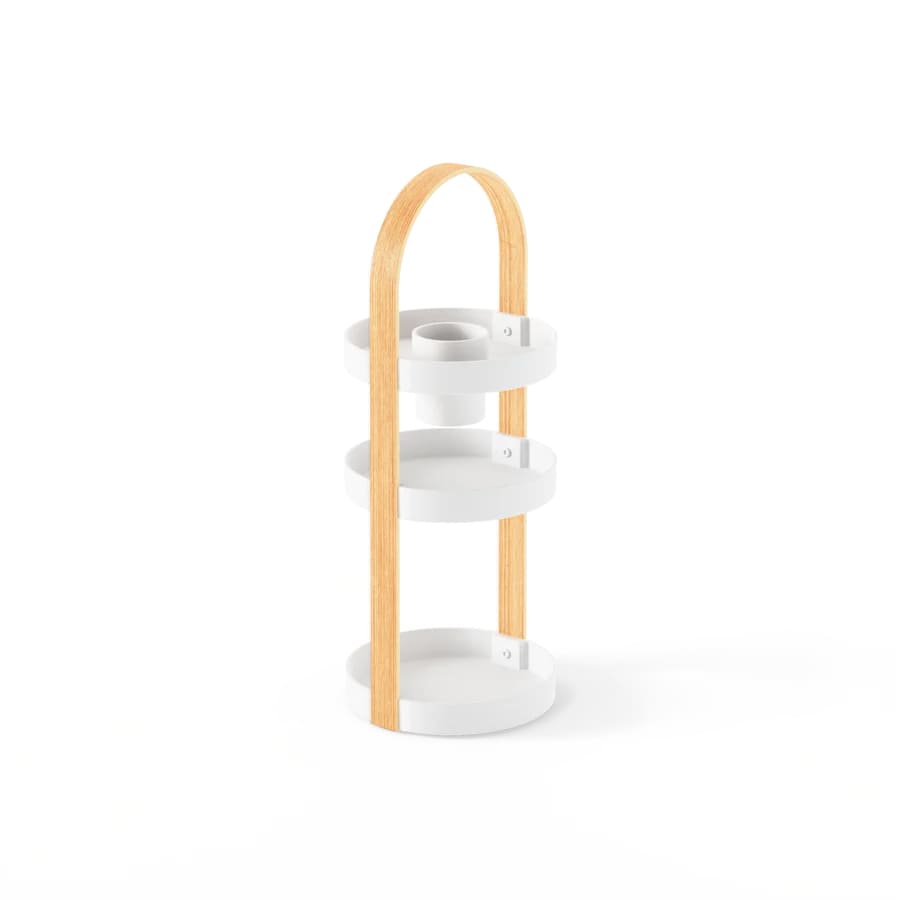 Umbra Bellwood Οργανωτής Καλλυντικών 3 Επιπέδων με Αφαιρούμενο Δοχείο για Πινέλα Μακιγιάζ - White / Natural