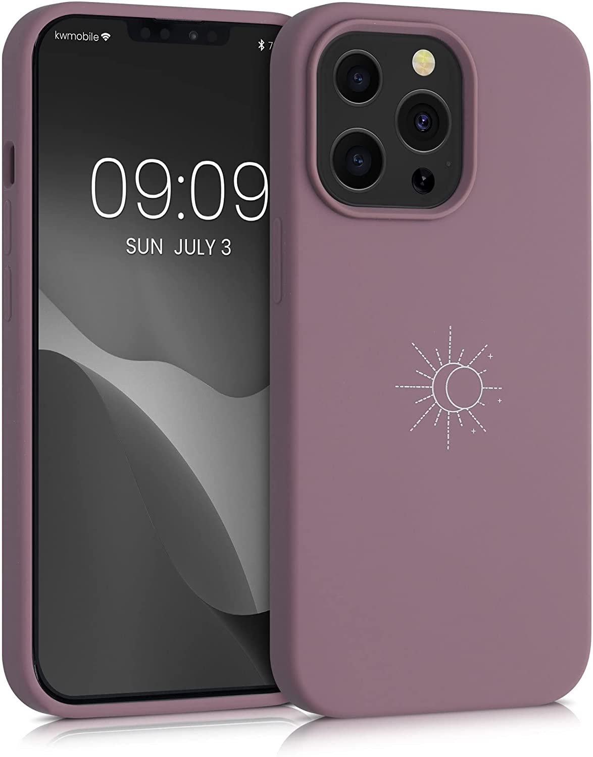 KW iPhone 13 Pro Θήκη Σιλικόνης Rubber TPU - Design Minimalism Sun - White / Grape Purple - 56447.02