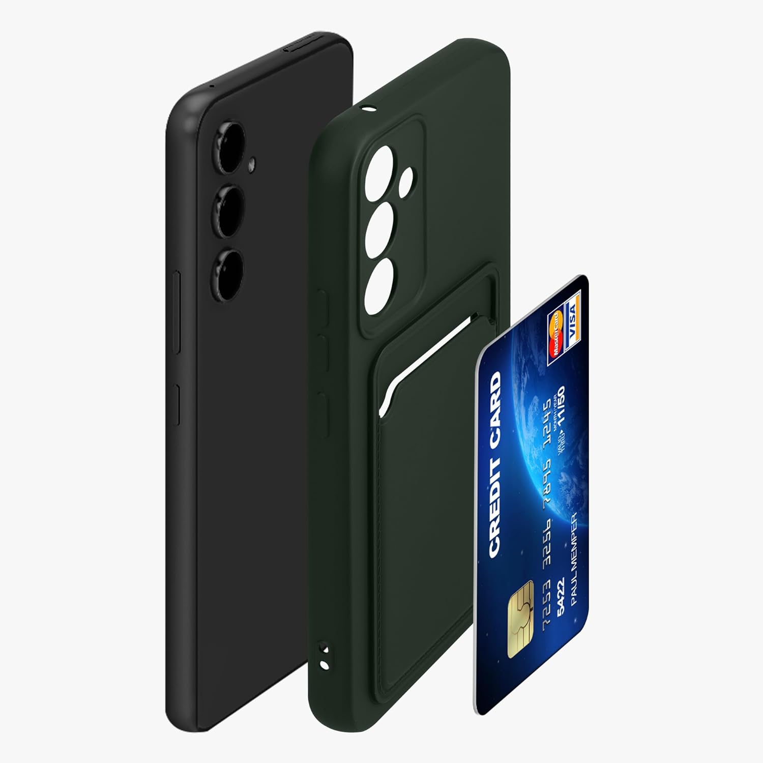 KW Samsung Galaxy A54 5G Θήκη Σιλικόνης TPU με Υποδοχή για Κάρτα - Dark Green