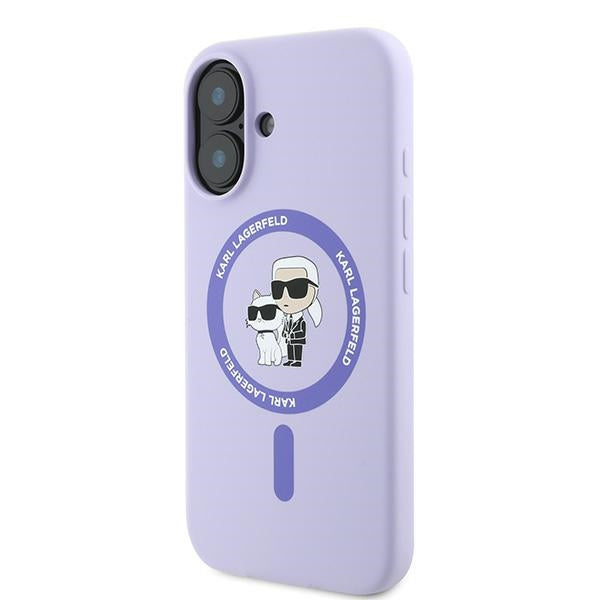 Karl Lagerfeld iPhone 16 Plus - Silicone KC Heads Ring MagSafe - Θήκη Σιλικόνης με MagSafe - Purple - KLHMP16MSCMKCRHU