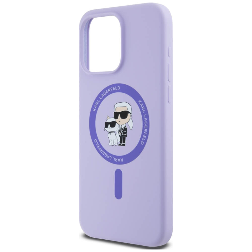 Karl Lagerfeld iPhone 15 Pro Max - Silicone Karl and Choupette Heads - Θήκη Σιλικόνης με MagSafe - Purple - KLHMP15XSCMKCRHU