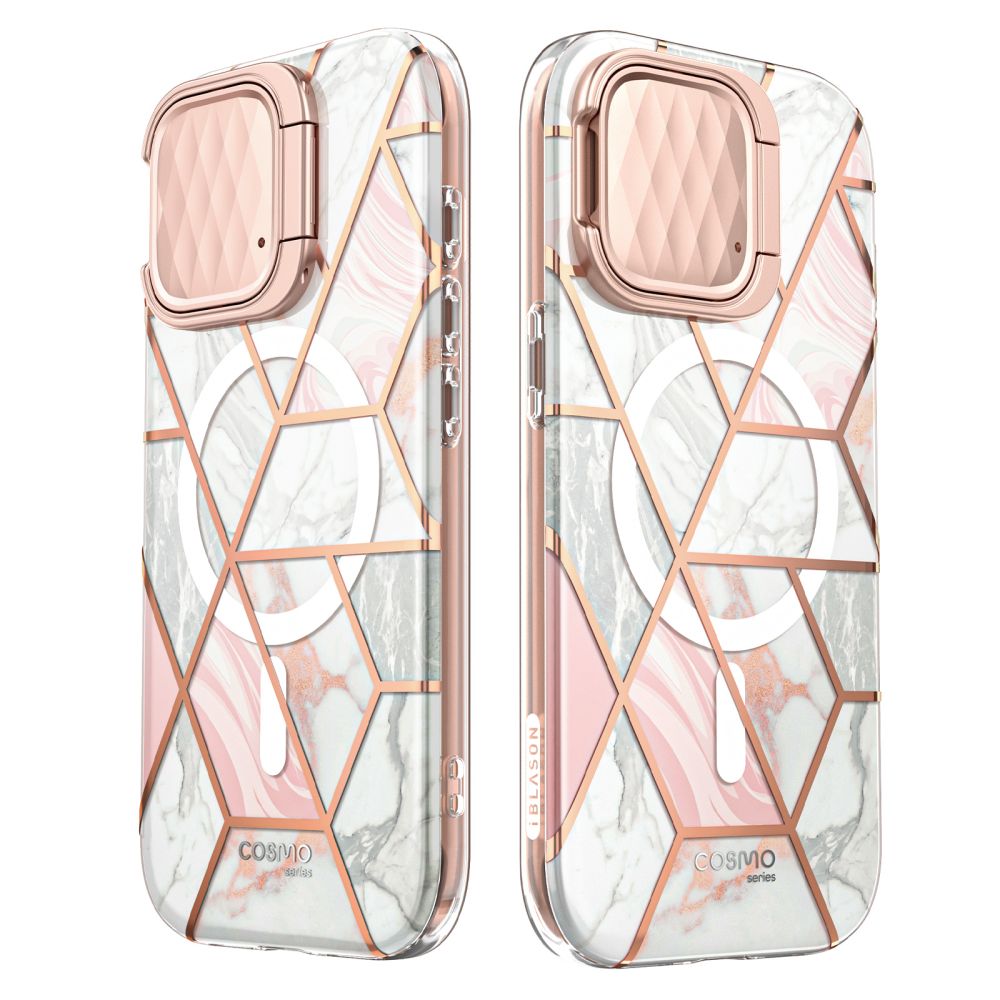 i - Blason iPhone 15 Pro Max Cosmo Mag Σκληρή Θήκη με Προστασία Οθόνης / Κάμερας και Magsafe - Marble