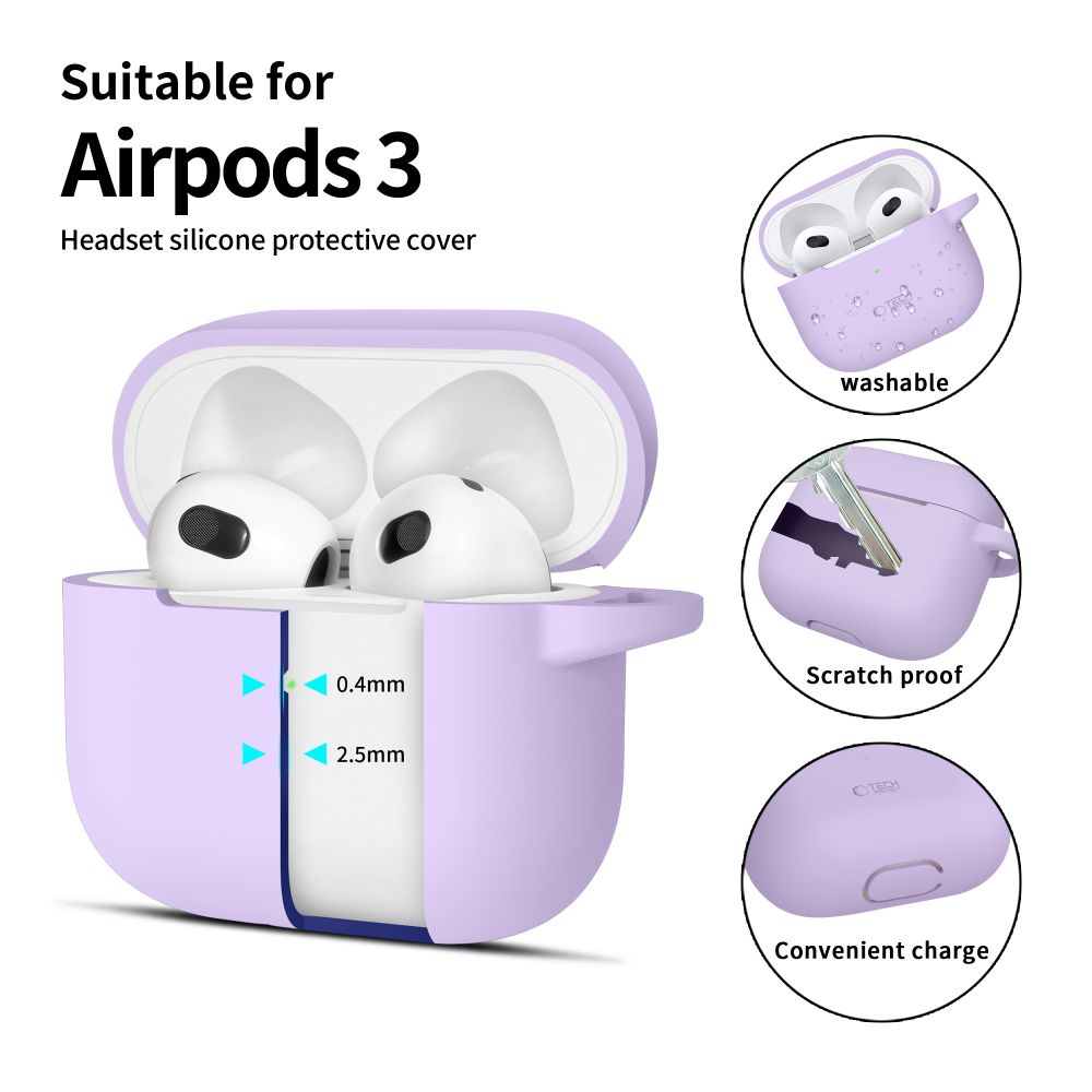 Tech-Protect AirPods 3 Θήκη Σιλικόνης - Silicone Hook - Lavender
