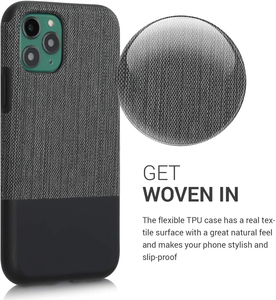 KW iPhone 11 Pro Θήκη Σιλικόνης TPU Design Two-Tone Tweed Fabric - Anthracite / Black - 51156.01