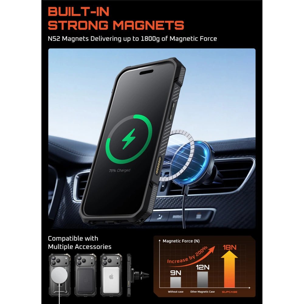 Supcase iPhone 17 Pro Max - UB Grip Mag - Σκληρή Θήκη με MagSafe και Stand - Black