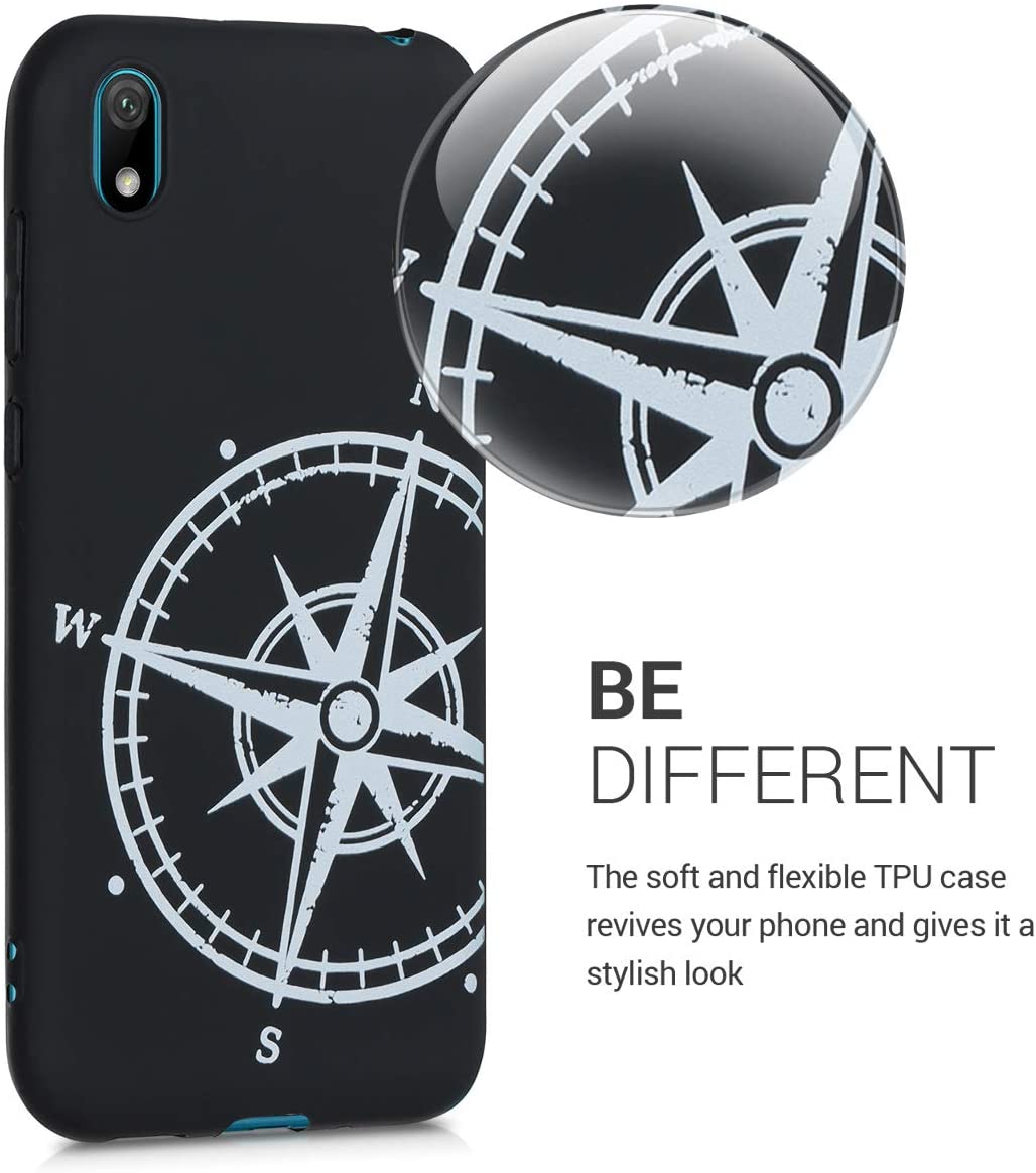 KW Huawei Y5 2019 Θήκη Σιλικόνης TPU Design Navigational Compass - Black / White - 51080.02